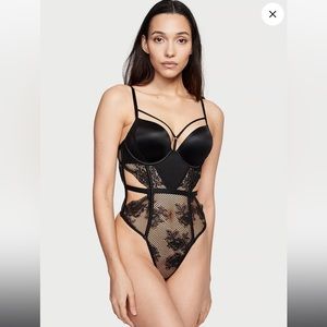 Victoria’s Secret Bombshell Fishnet Floral Teddy Bodysuit